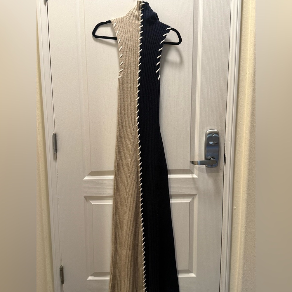 EN SAISON GWENDOLYN MAXI KNIT DRESS Two-Tone Rib Knit Dress Size S NWT - Picture 6 of 8
